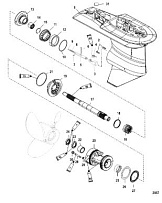 Корпус редуктора, карданный вал 4-Х ТАКТНОГО ПЛМ MERCURY 80 Серийный номер от 1B366823 и выше