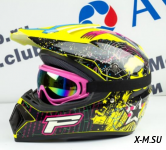 Шлем кроссовый Tiane Progrip Star, Желтый